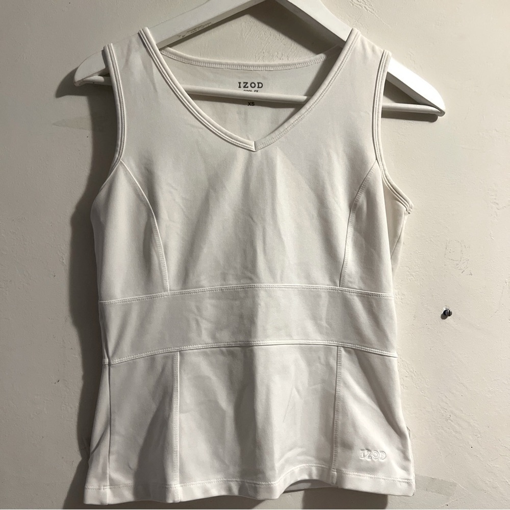 Izod Cool Fx Activewear Womens White Tank top Size XS Sleeveless Fitted Stretch